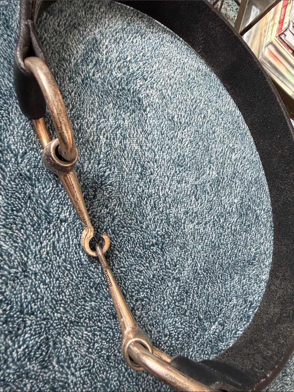 Brighton Black Leather Belt with Silver-Tone Bit Hardware